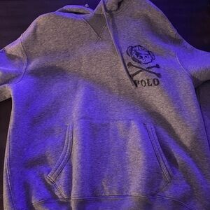 Authentic Gray Polo Bear Hoodie Size M BRAND NEW never worn.